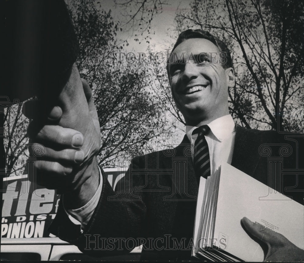 1963, Republican nominee for congress Thomas Tuttle on campaign - Historic Images