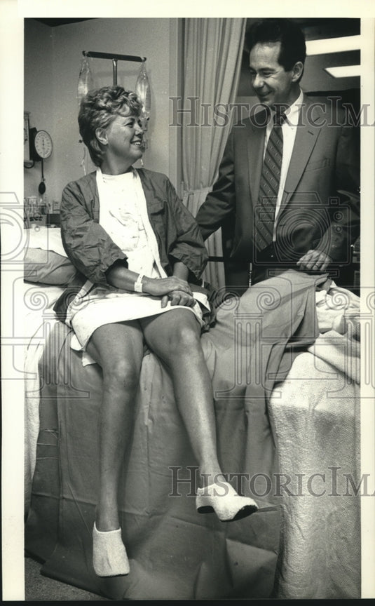 1980 Press Photo Polio victim Patricia Vanden Boom of Milwaukee has calf implant - Historic Images