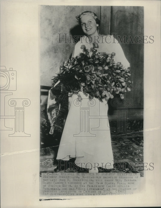 1948 Press Photo Mrs. Barbara Sears to marry Winthrop Rockefeller in Florida - Historic Images