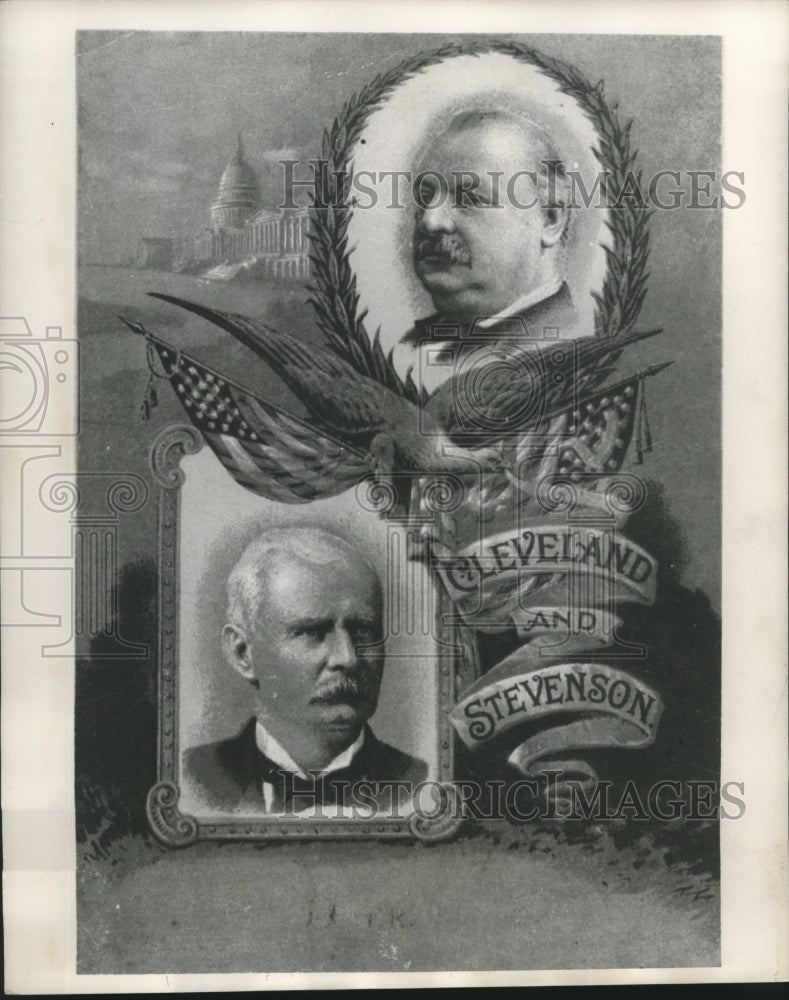 1956 Press Photo President Grover Cleveland and Vice President Adlai Stevenson - Historic Images