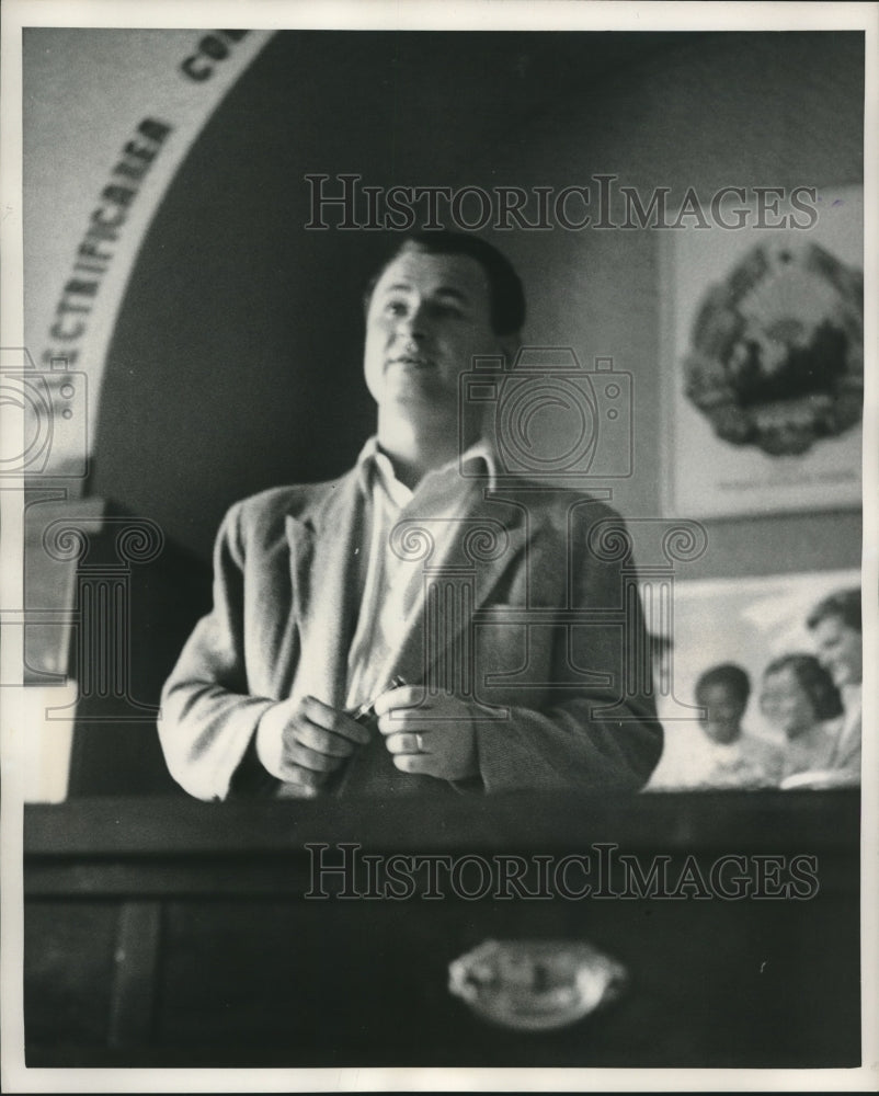 1953 Press Photo Yan Morega, Director of Clement Gottwald Works in Romania - Historic Images