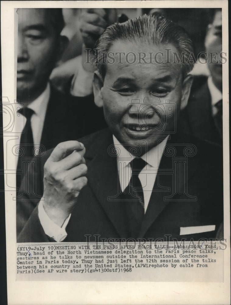 1968, North Vietnam delegate Xuan Thuy at Paris peace talks, France - Historic Images