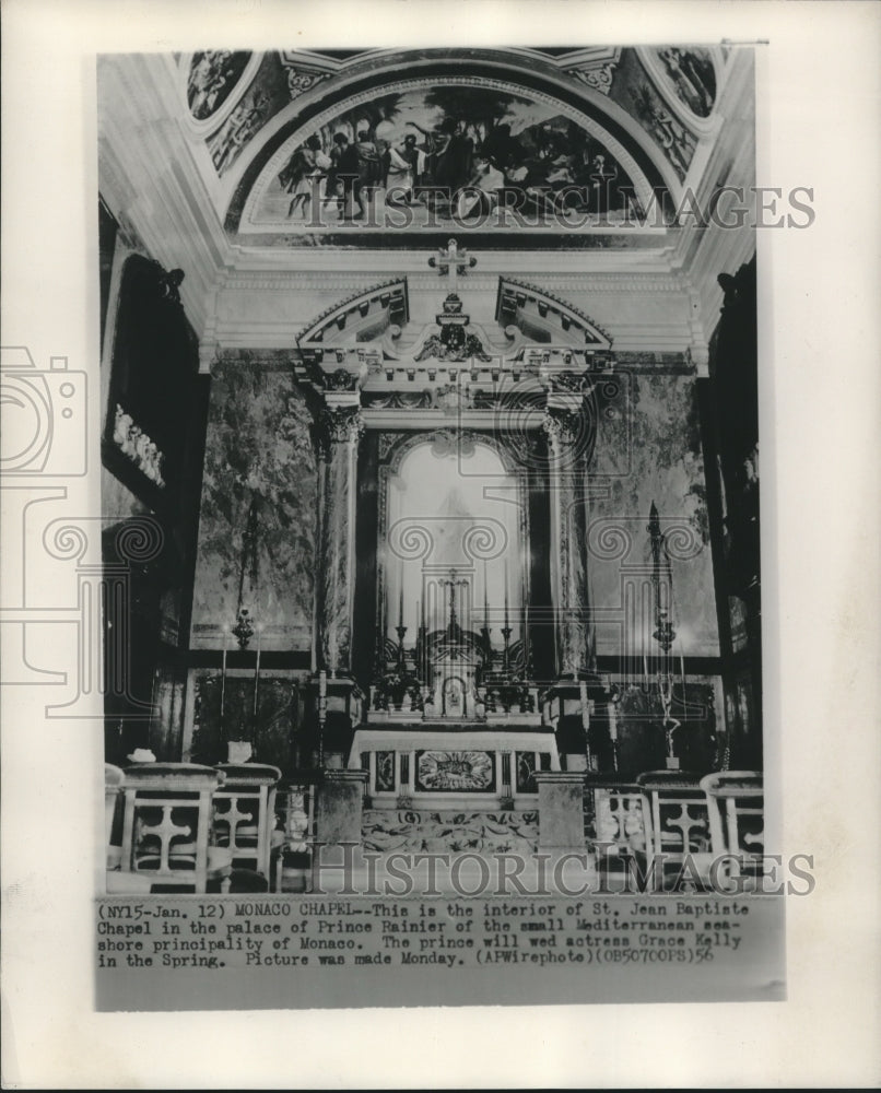 1956 Press Photo Interior of St. Jean Baptiste Chapel in Monaco - mjc09694- Historic Images