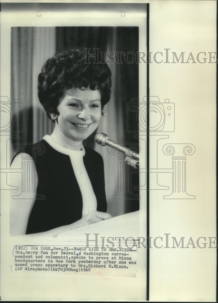 1968, Gerry Van der Heuvel named Mrs. Nixon&#39;s press secretary - Historic Images
