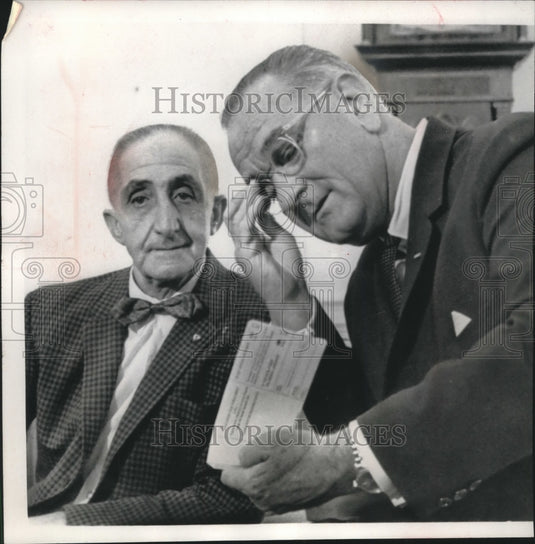 1965, President Johnson visits with Tony Palcaorolla White House - Historic Images