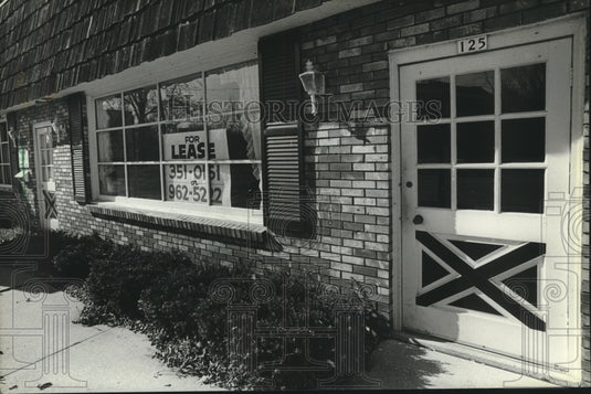 1983 Buildings for rent, Thiensville, Wisconsin's business district - Historic Images