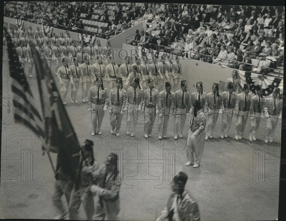 1982, Each Shriners unit ended its march by parading through arena - Historic Images