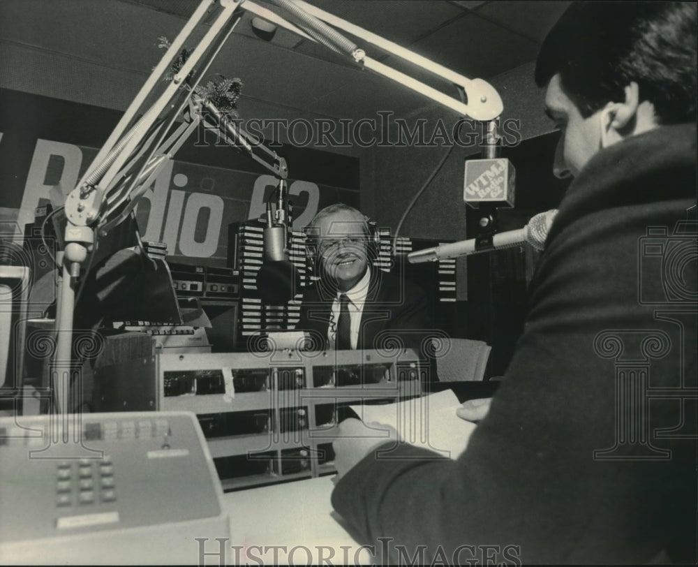 1984, WTMJ radio&#39;s Jim Tate interviewed author Timothy Manion - Historic Images