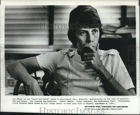 1975, Joy Ufema, nurse at Harrisburg Hospital for dying patients - Historic Images