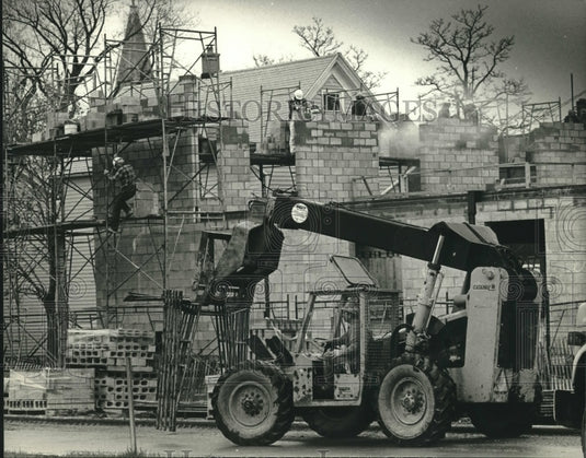 1993, Construction Work Continues on Bruce-Guadalupe Community School - Historic Images