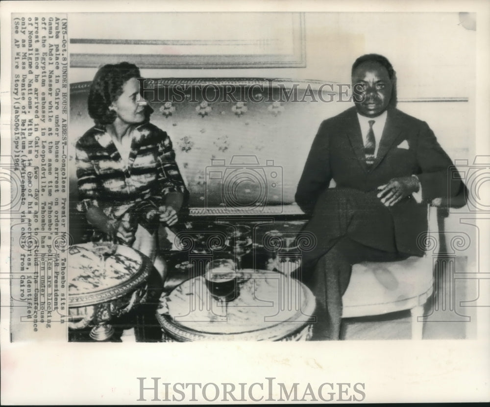 1964 Press Photo Congolese Premier Moise Tshombe with Miss Denise of Belgium - Historic Images