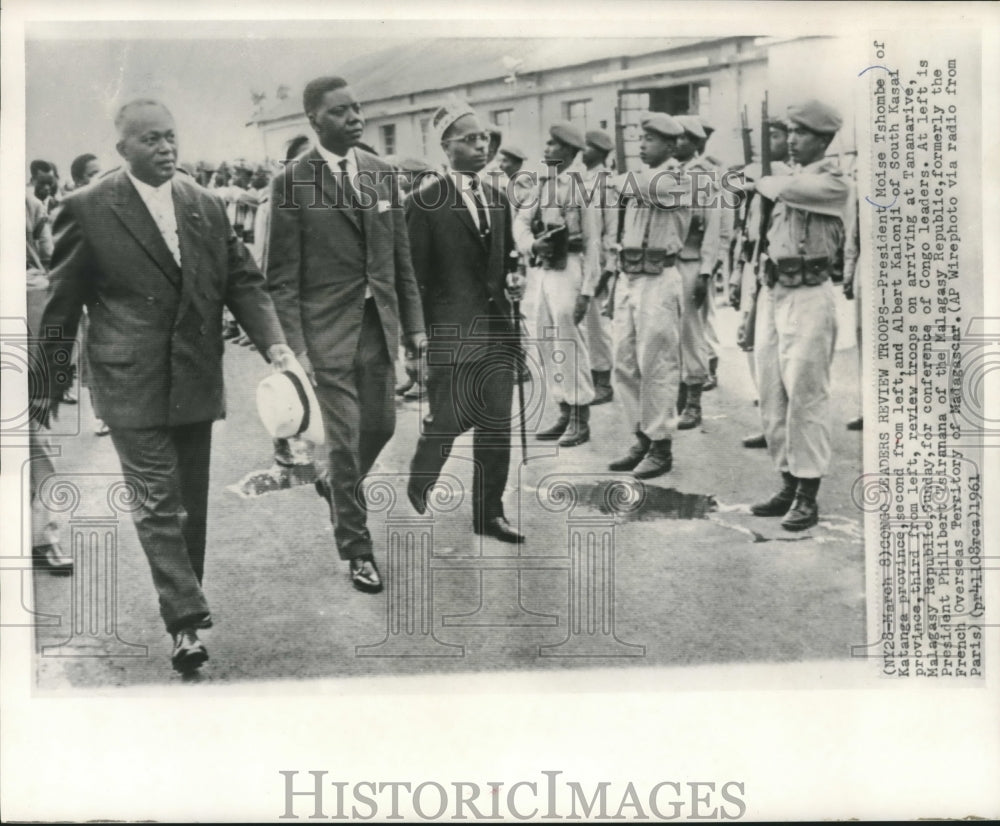 1961, President Moise Tshombe with Albert Kalonji at Tananarive - Historic Images