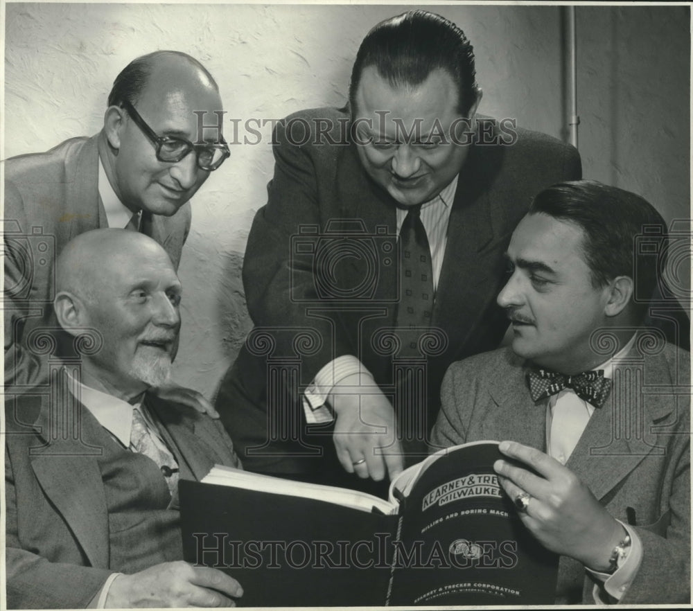 1952 Press Photo Francis J. Trecker with German engineers at Wisconsin club - Historic Images