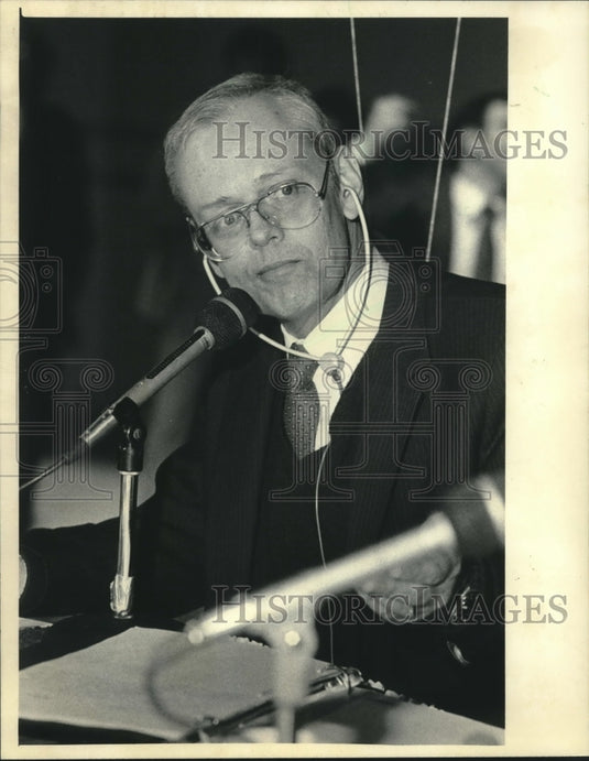 1985 Press Photo WTMJ disc jockey Jim Tate, Milwaukee, Wisconsin - mjc10620 - Historic Images