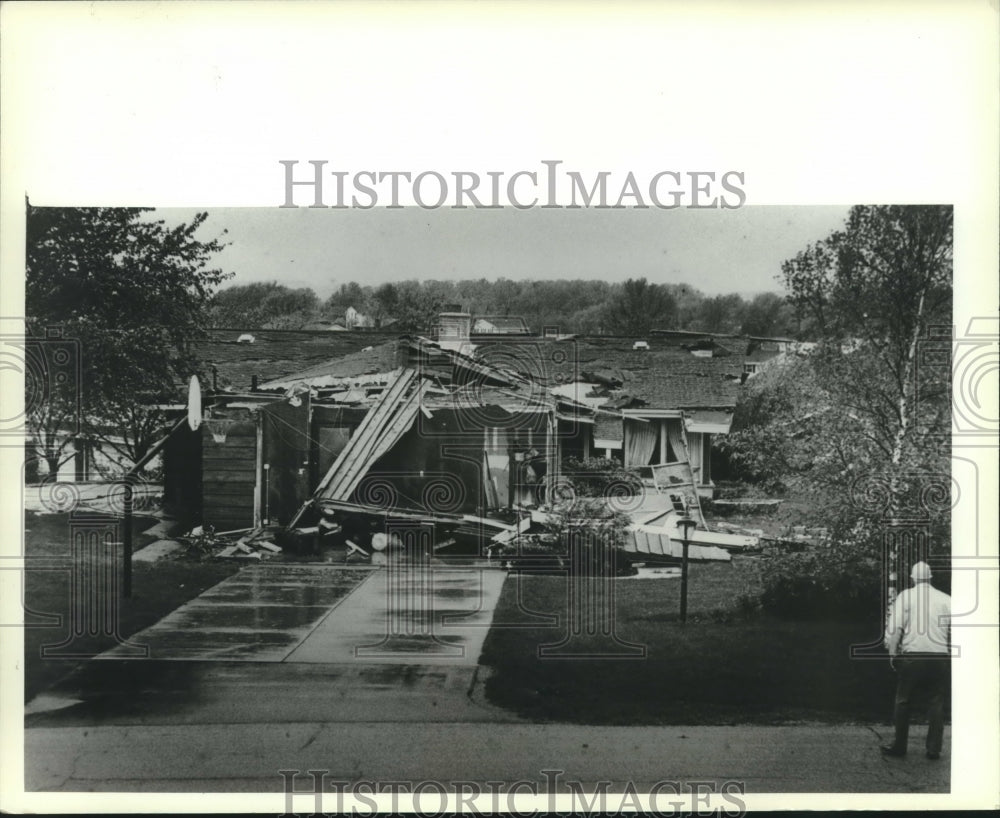 1982, Home of John and Jeanne Allen damaged by tornado, Wisconsin. - Historic Images
