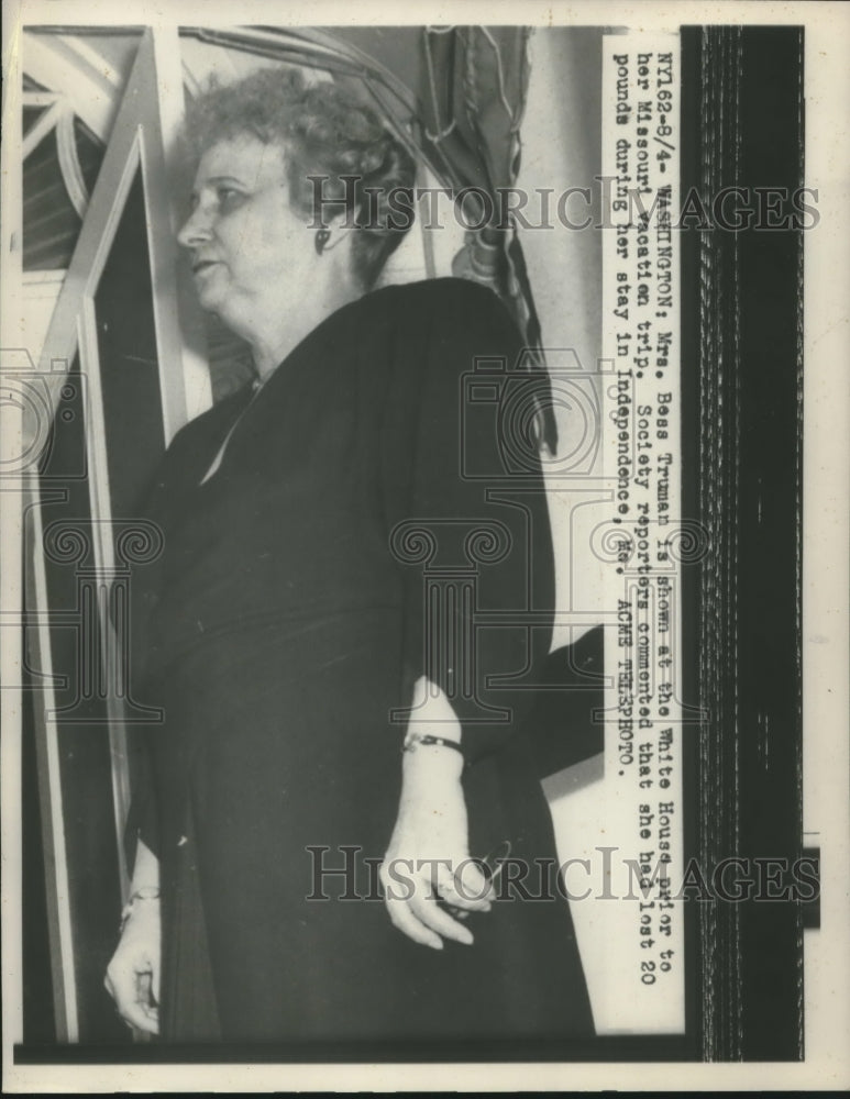 1949, Mrs. Bess Truman prior to Independence, Missouri trip - Historic Images