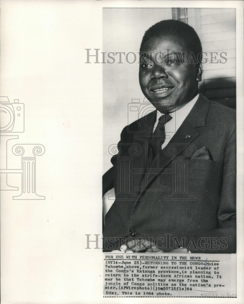 1964, Moise Tshombe, former secessionist leader of Congo's Katanga - Historic Images