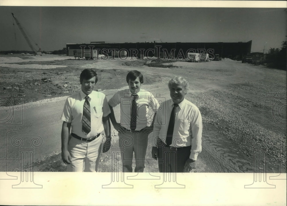 1983 Businessmen in front of Sussex industrial park - Historic Images