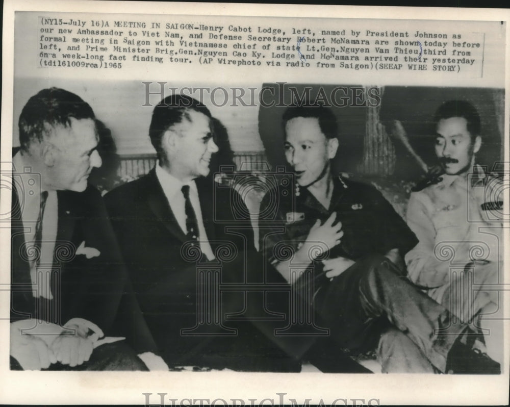 1965, Henry Cabot Lodge meets Vietnamese and others in Saigon - Historic Images