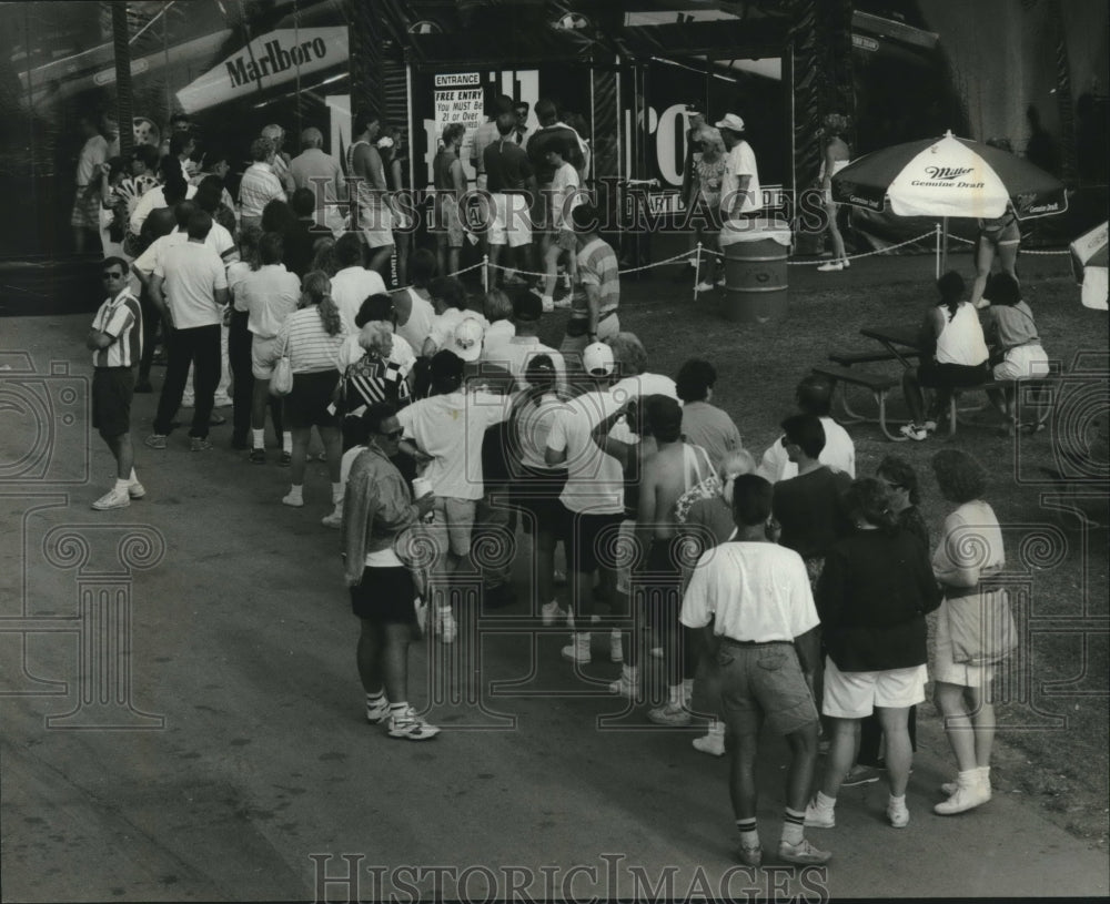 1993 people wait about to get into the Theater at Summerfest - Historic Images