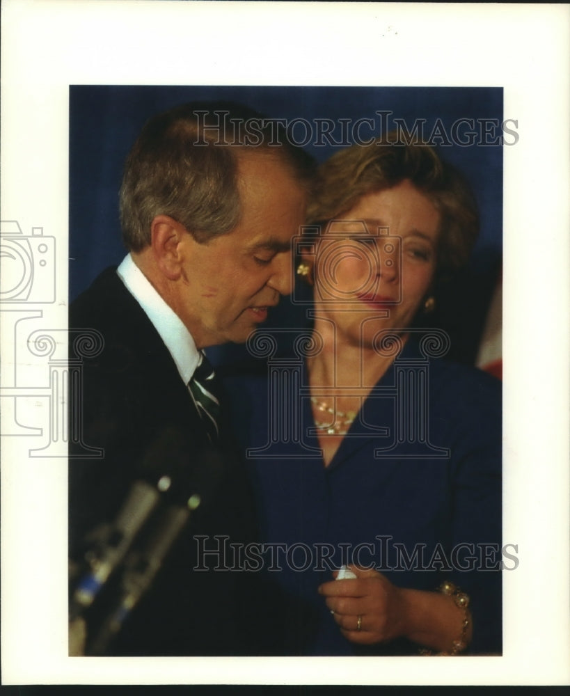 1992, Democratic presidential candidate Paul Tsongas &amp; wife Niki - Historic Images