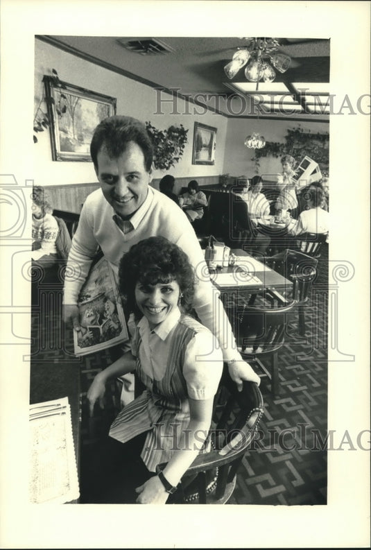 1987, Nick & Sophie Tsioutsiopoulos restaurant owners, Milwaukee - Historic Images