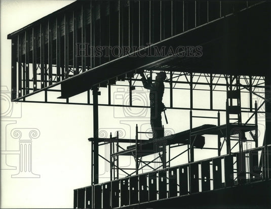 1990, Gary Schmidt, an R. Walls Systems Incorporated Carpenter - Historic Images