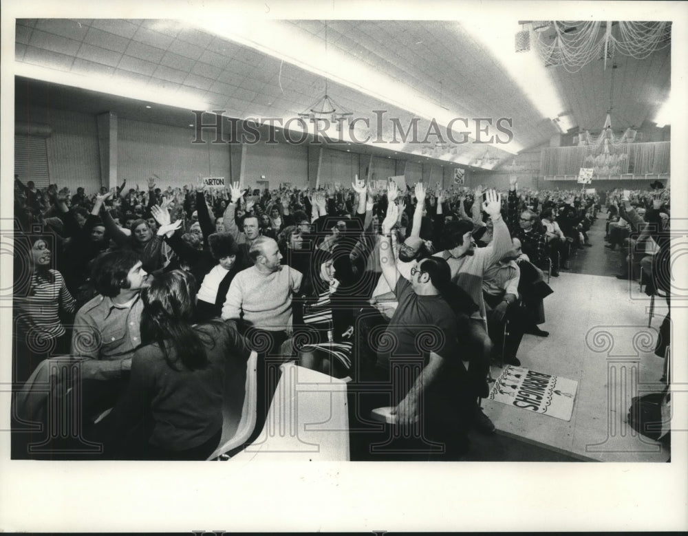 1975, Striking Milwaukee teachers vote at contract ratification - Historic Images