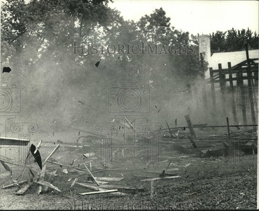 1989 Debris from fallen, old tower, Thiensville, Wisconsin - Historic Images