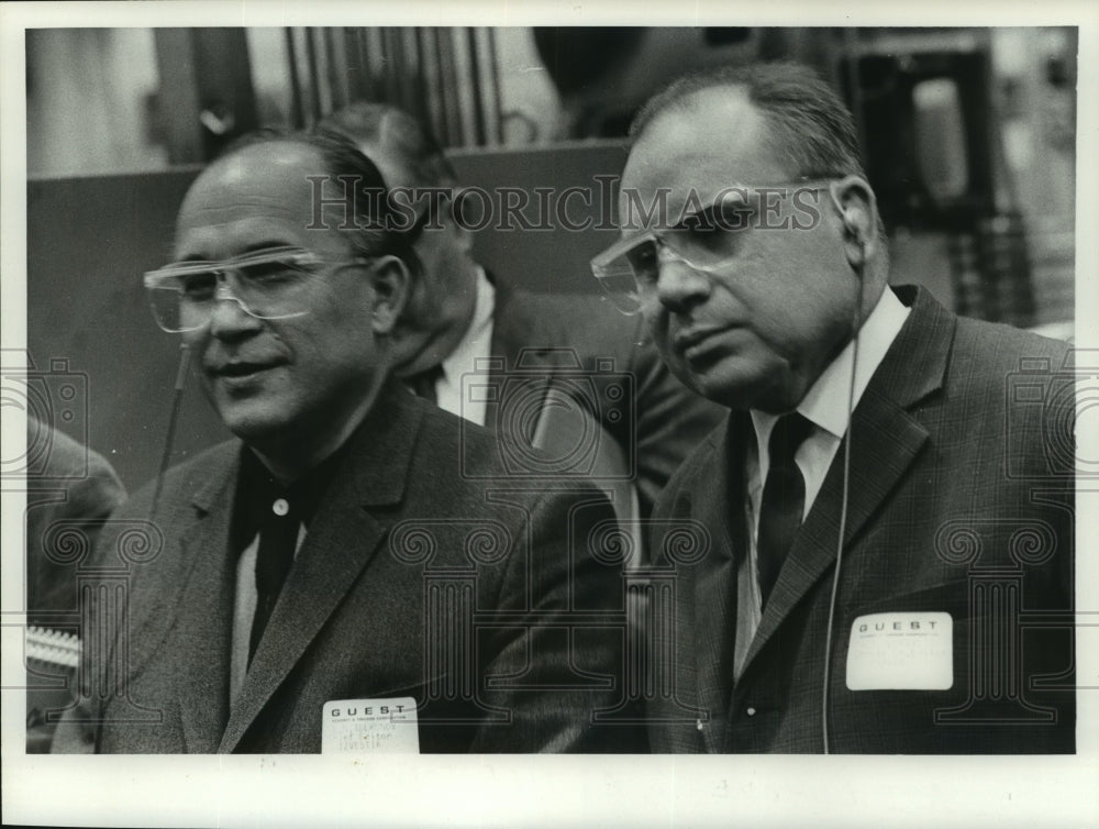 1970 Editor Lev. N. Tolkunov and A.I. Lukovets Listen With Earphones - Historic Images