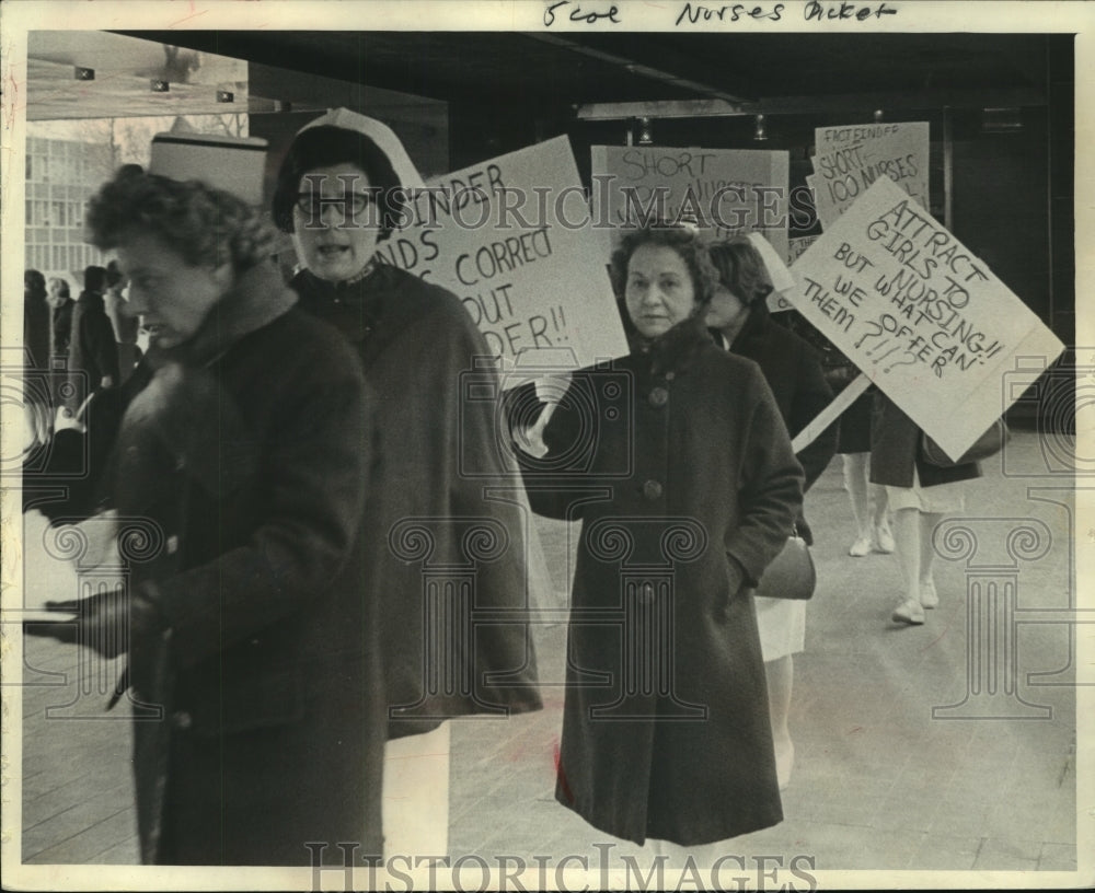1967, Nurses Walking in Picket Line in Milwaukee - mjc12064 - Historic Images