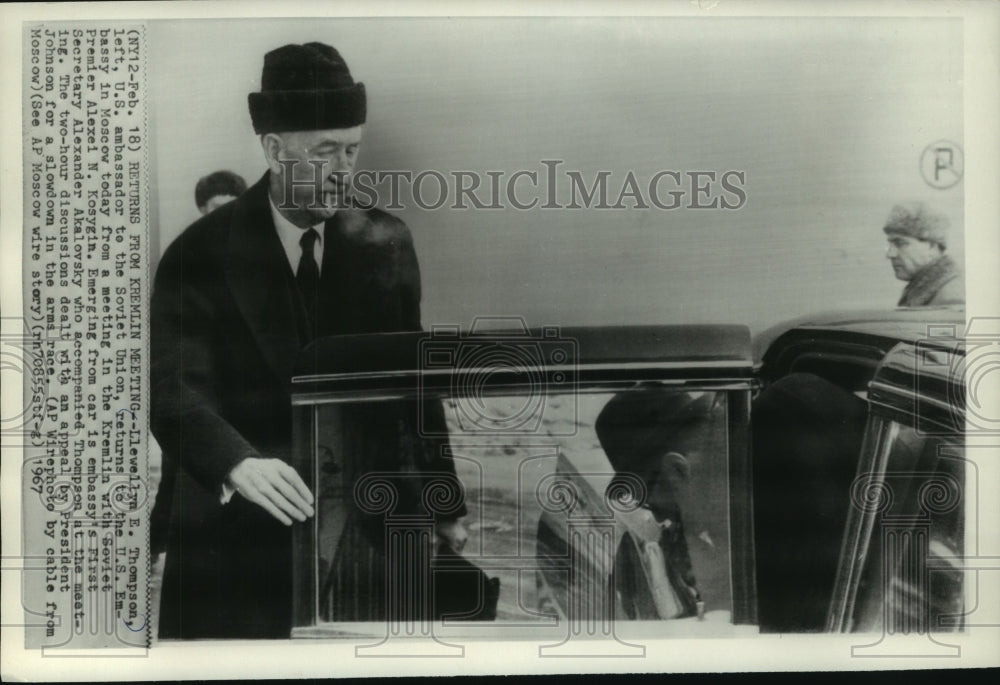 1967 Press Photo U.S. Ambassador to Soviet Union Llewellyn Thompson at Kremlin - Historic Images