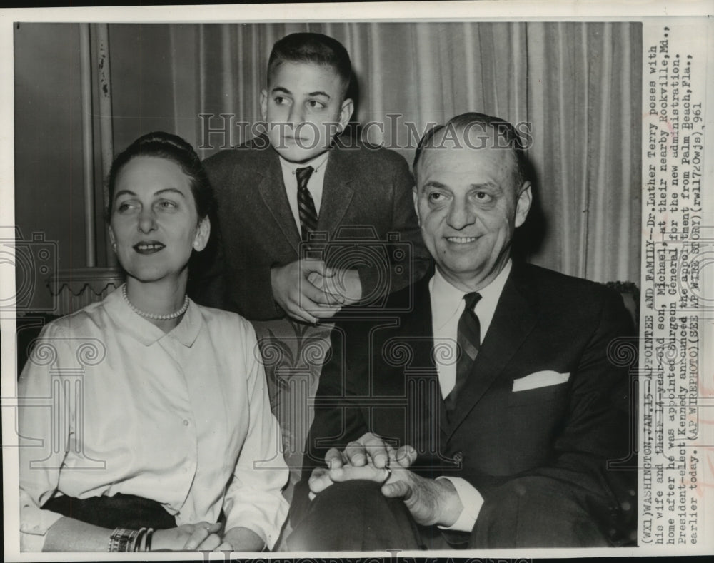 1961, Dr. Luther Terry with wife and son Michael Rockville, Maryland - Historic Images
