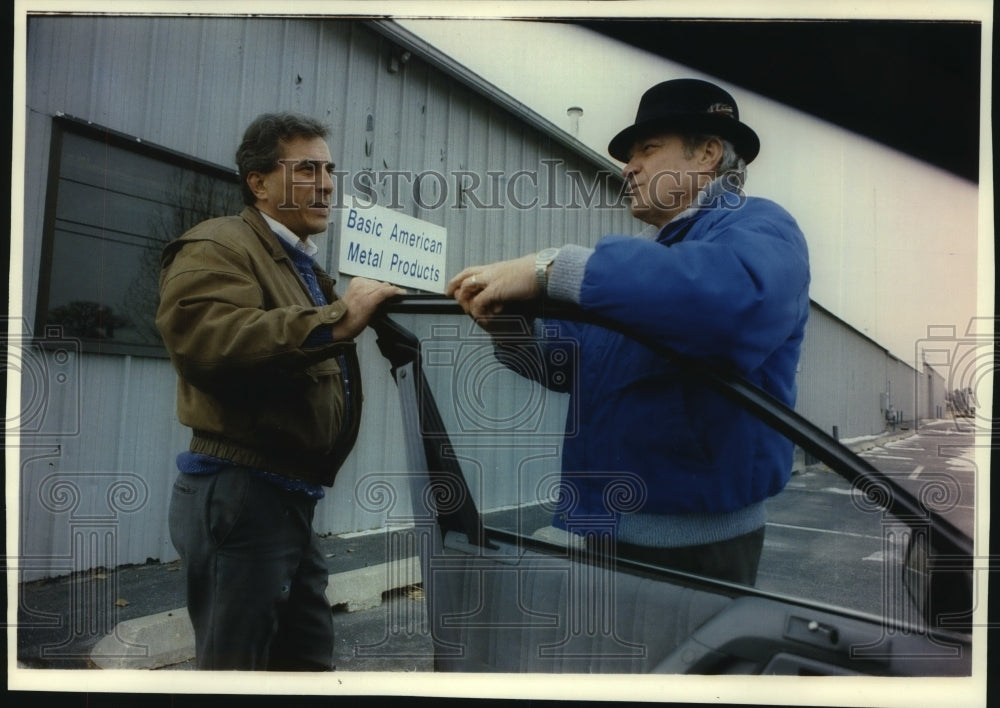 1993 Unionist Bill Bishop &amp; Bernard Lepianka at Thill Inc., Oshkosh - Historic Images