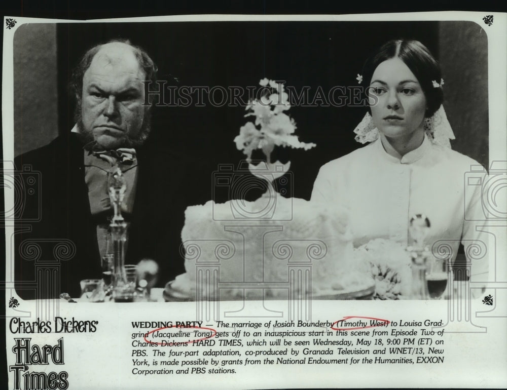 1977 Press Photo PBS Charles Dickens' Hard Times, Timothy West Jacqueline Tong - Historic Images