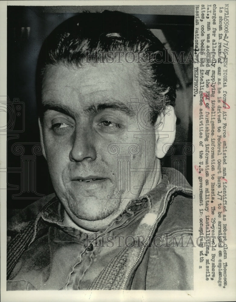 1965, Robert Glenn Thompson driven to Federal court for arraignment - Historic Images