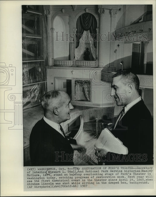 1967, Stewart Udall & Stanley McClure on Ford's Theater balcony - Historic Images
