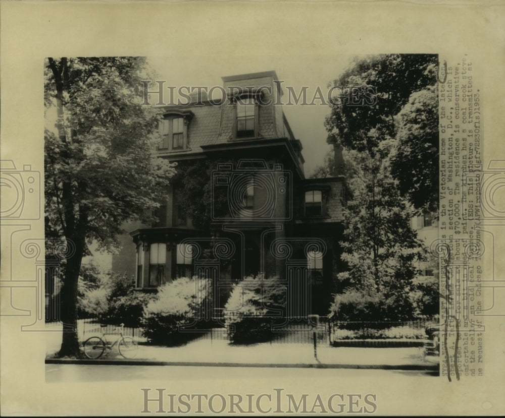 1953, Late Senator Robert Taft home for sale in Washington, D.C. - Historic Images