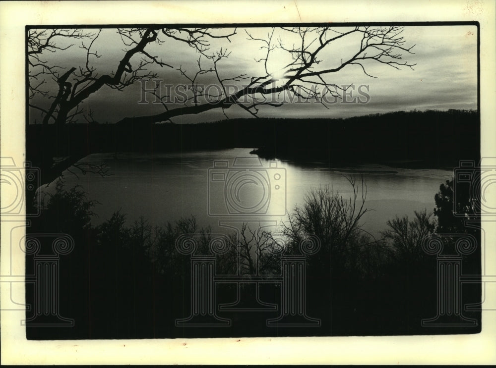 1979, Sunset reflected from Yellowstone Lake in the start of winter - Historic Images