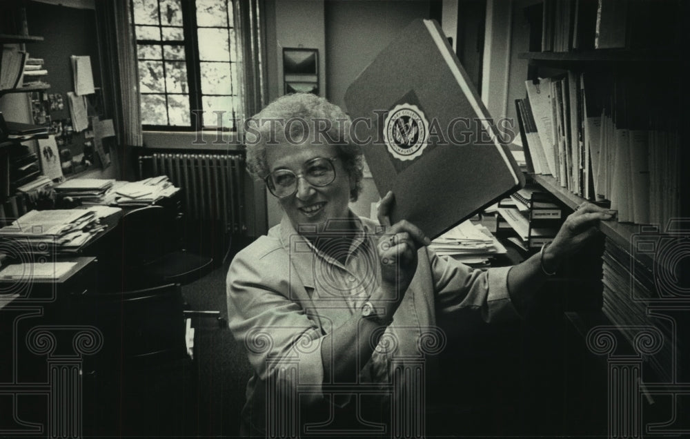 1988, Mary Ann Suppes, in office Mount Mary College - mjc13208 - Historic Images