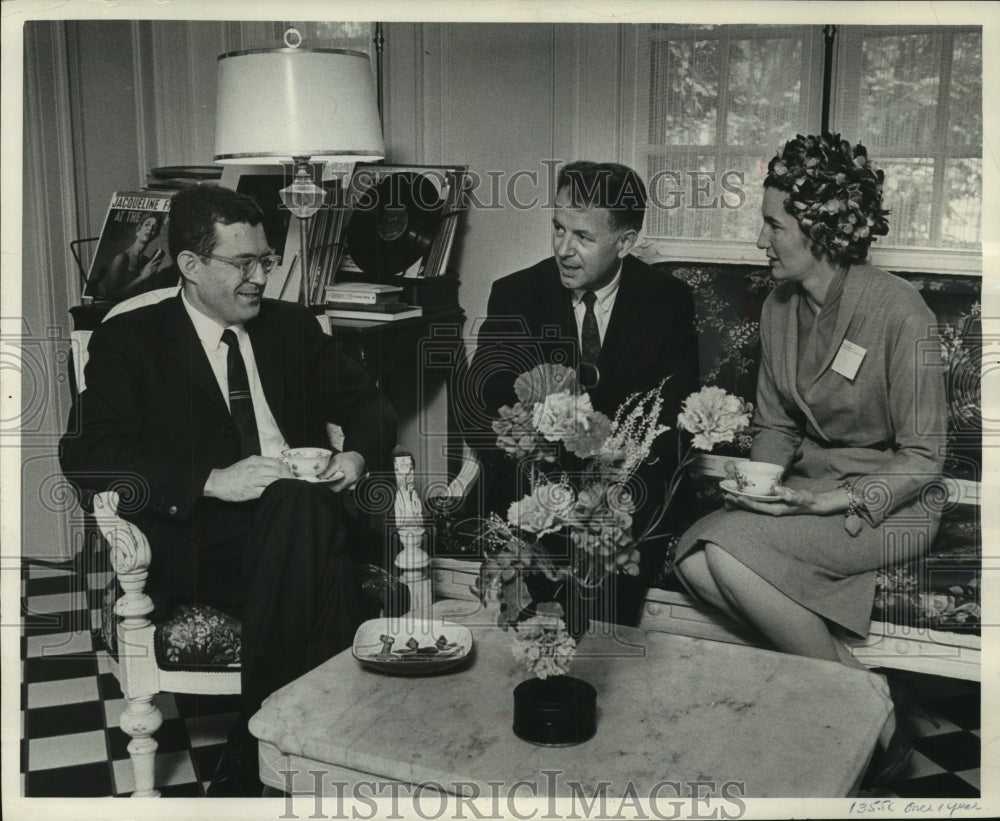 1962 Press Photo Adolph A. Suppan, others drink coffee, Summer Evenings of Music - Historic Images