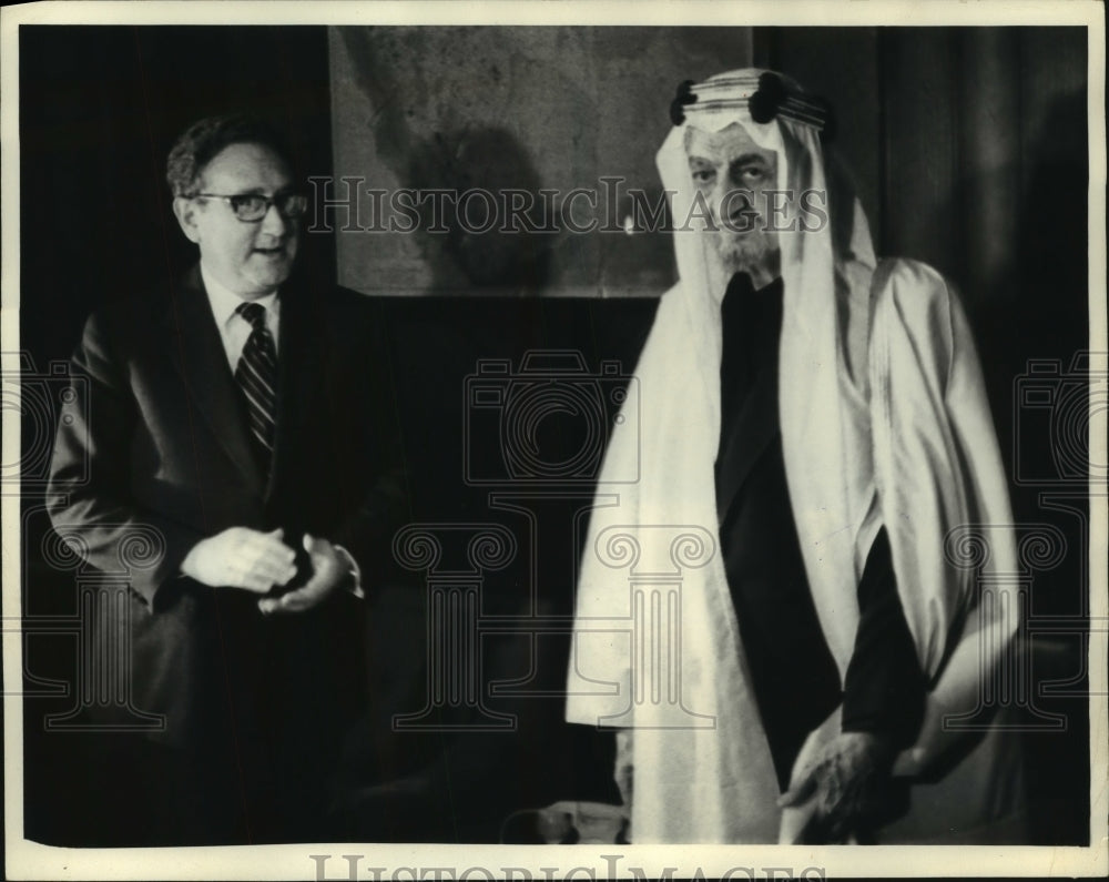 1974, King Feisal with US Secretary of State Henry Kissinger - Historic Images