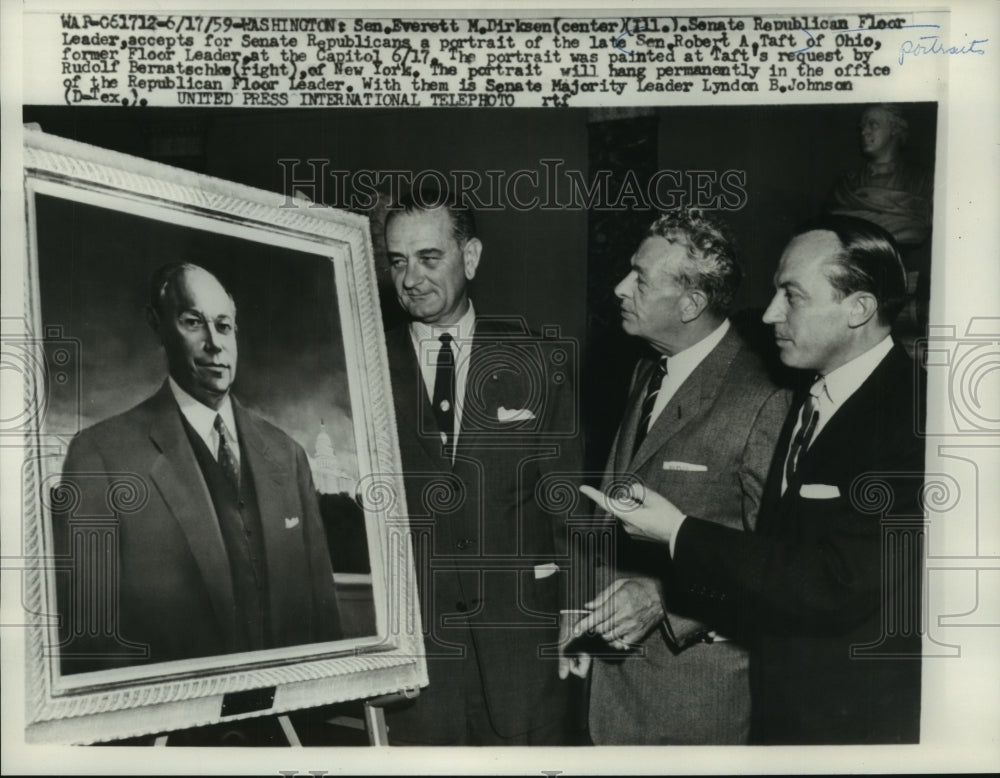 1959 Press Photo Senator Robert A. Taft by Rudolf Bernatschke in Washington - Historic Images