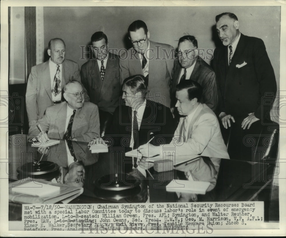1950, Chairman Symington meeting with Labor Committee, Washington. - Historic Images