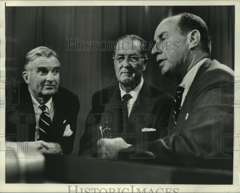 1956 Press Photo Adlai Stevenson, Clinton Anderson, Stuart Symington, Chicago. - Historic Images