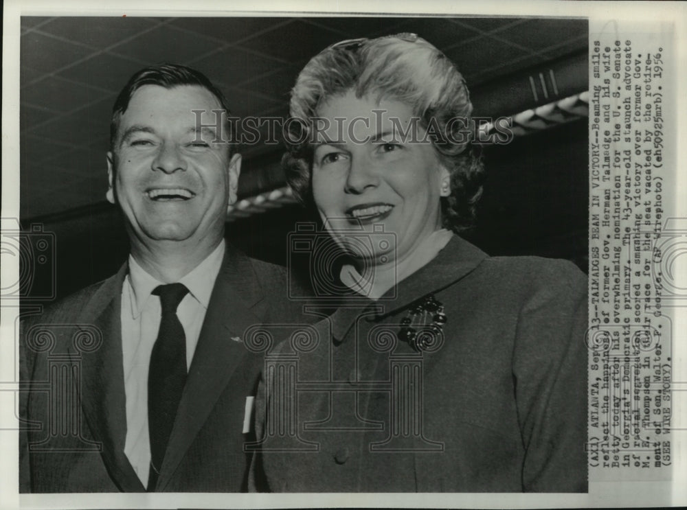 1956, Governor Herman Talmadge and his wife, Betty, in Atlanta - Historic Images