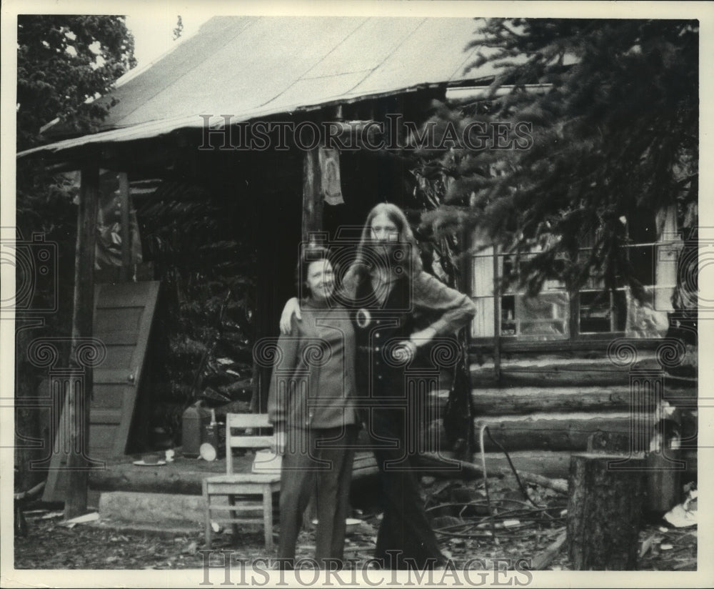 1971, Stewart Butler with his mother outside his shack Brainard Lake - Historic Images