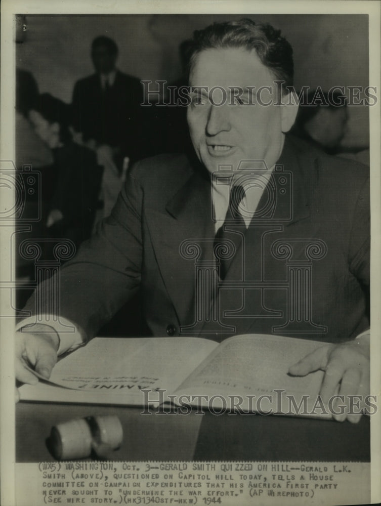 1944, Gerald L.K. Smith, America First party member in Washington - Historic Images