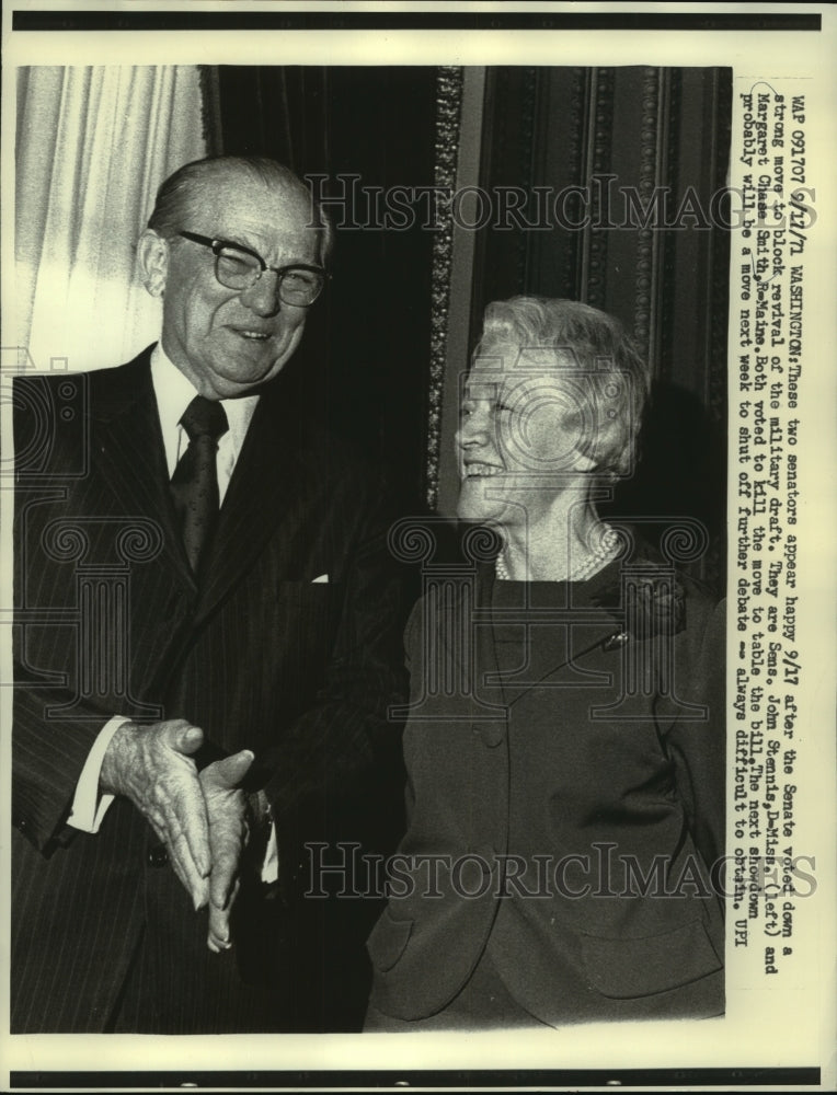 1971 Press Photo Senators, John Stennis, and Margaret Chase Smith, Washington - Historic Images