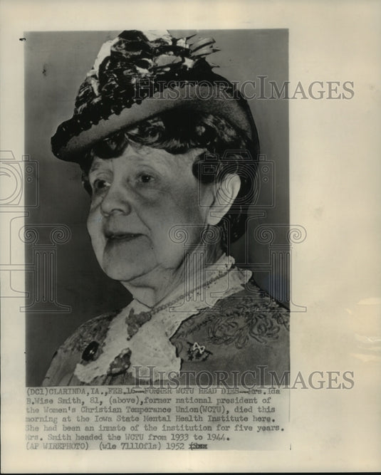1952, Ida B. Wise Smith, Woman's Christian Temperance Union - Historic Images